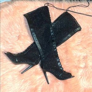 Lace Thigh High Boots